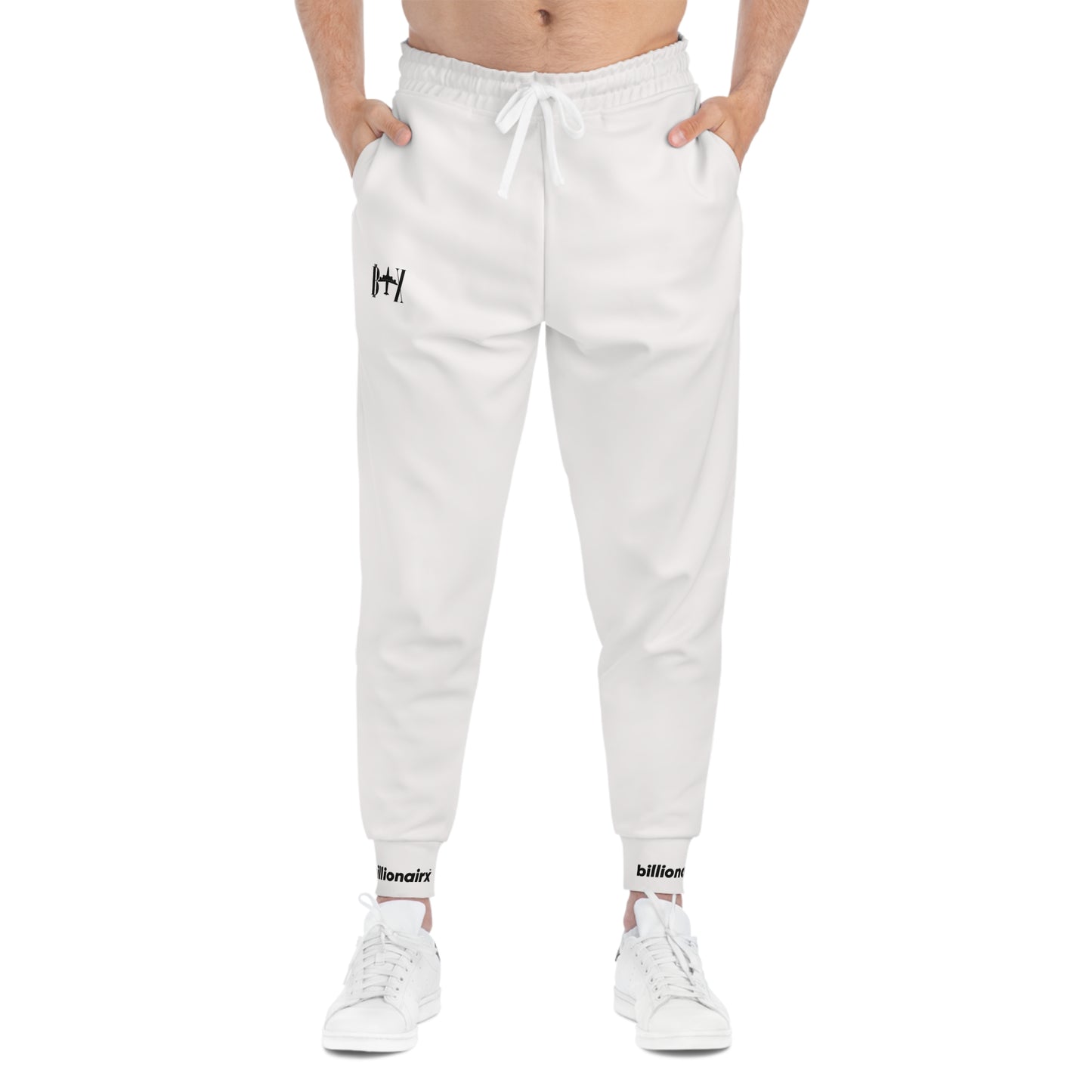 billionairx Minimal Barbell Athletic Joggers Black Gym Sweatpants White